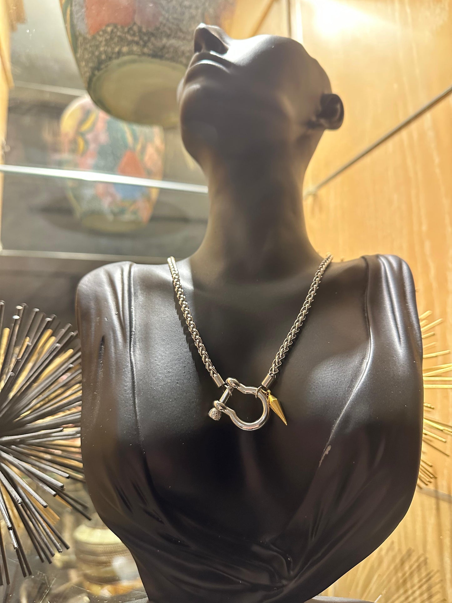 Horseshoe silver chain with charms