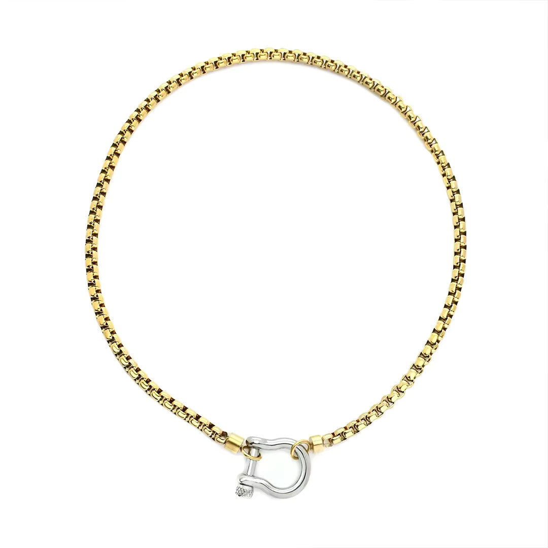 Horseshoe gold chain with silver pendant