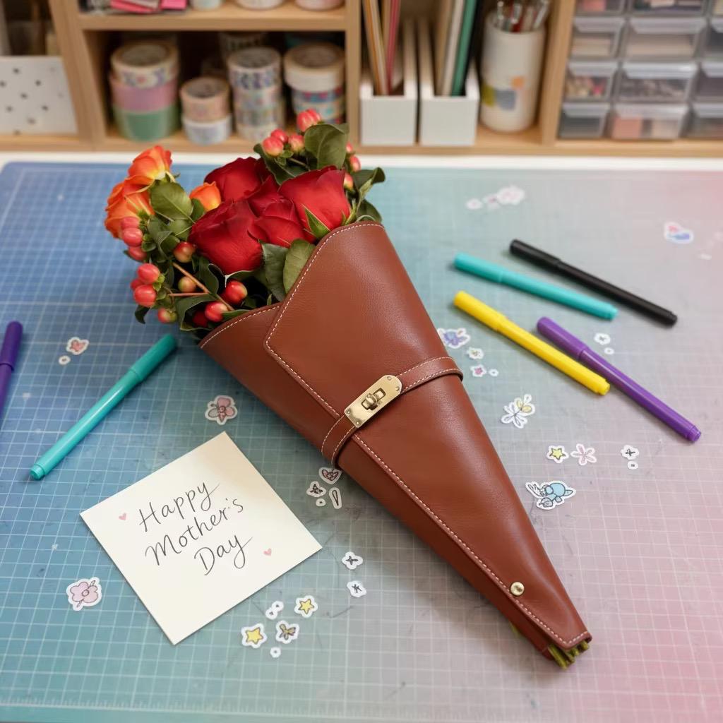 Leather bouquet bag