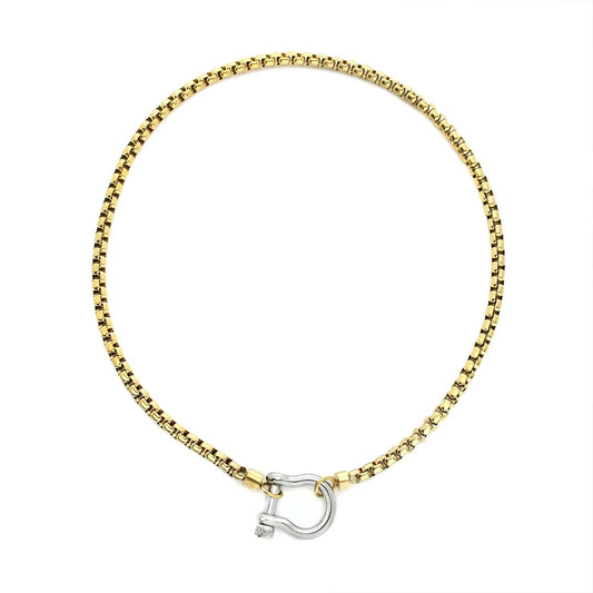 Horseshoe gold chain with silver pendant