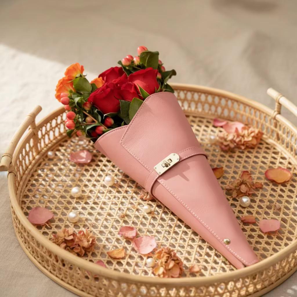 Leather bouquet bag
